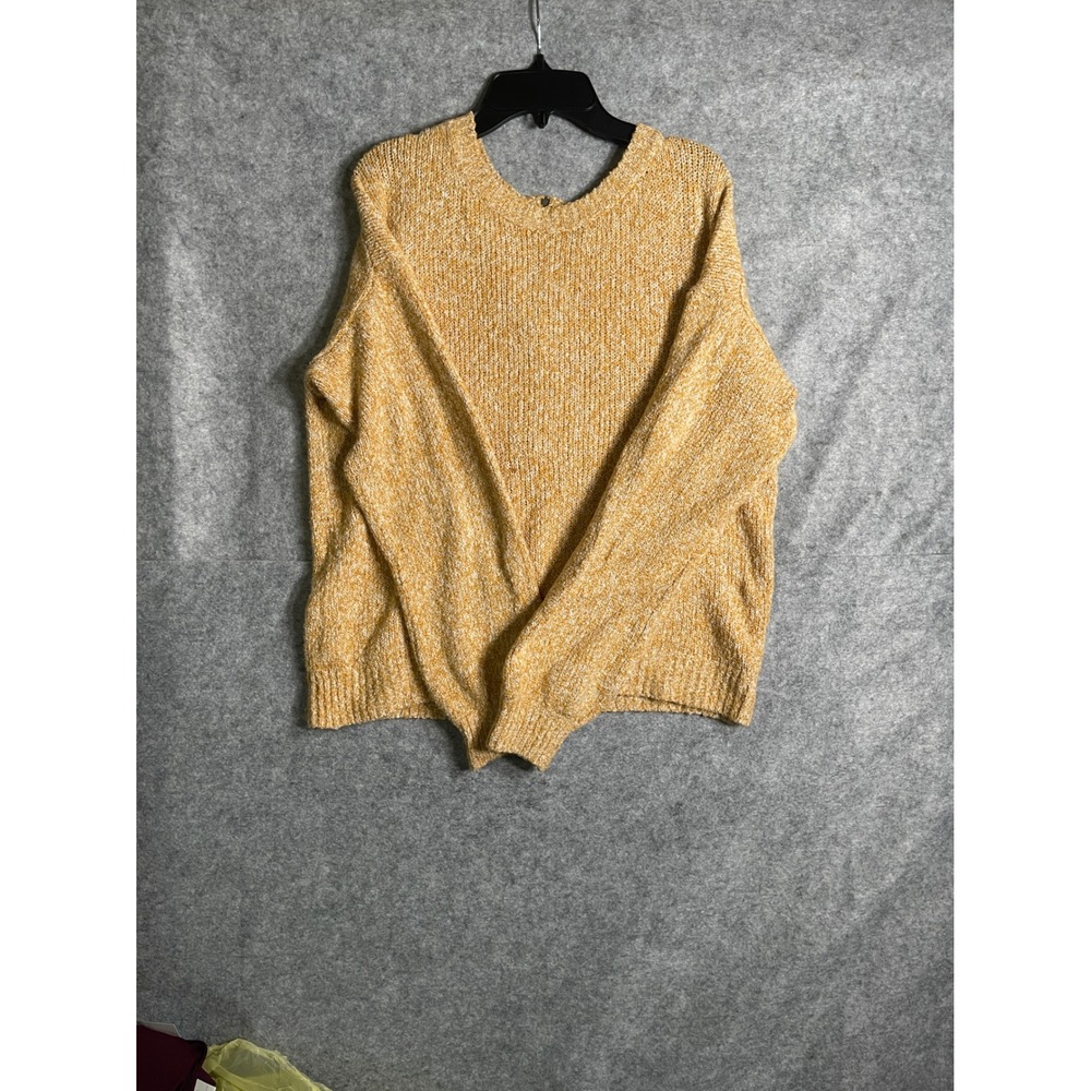 Abercrombie & Fitch Mustard Yellow Marled Knit Back‎ Zip Sweater Womens Medium